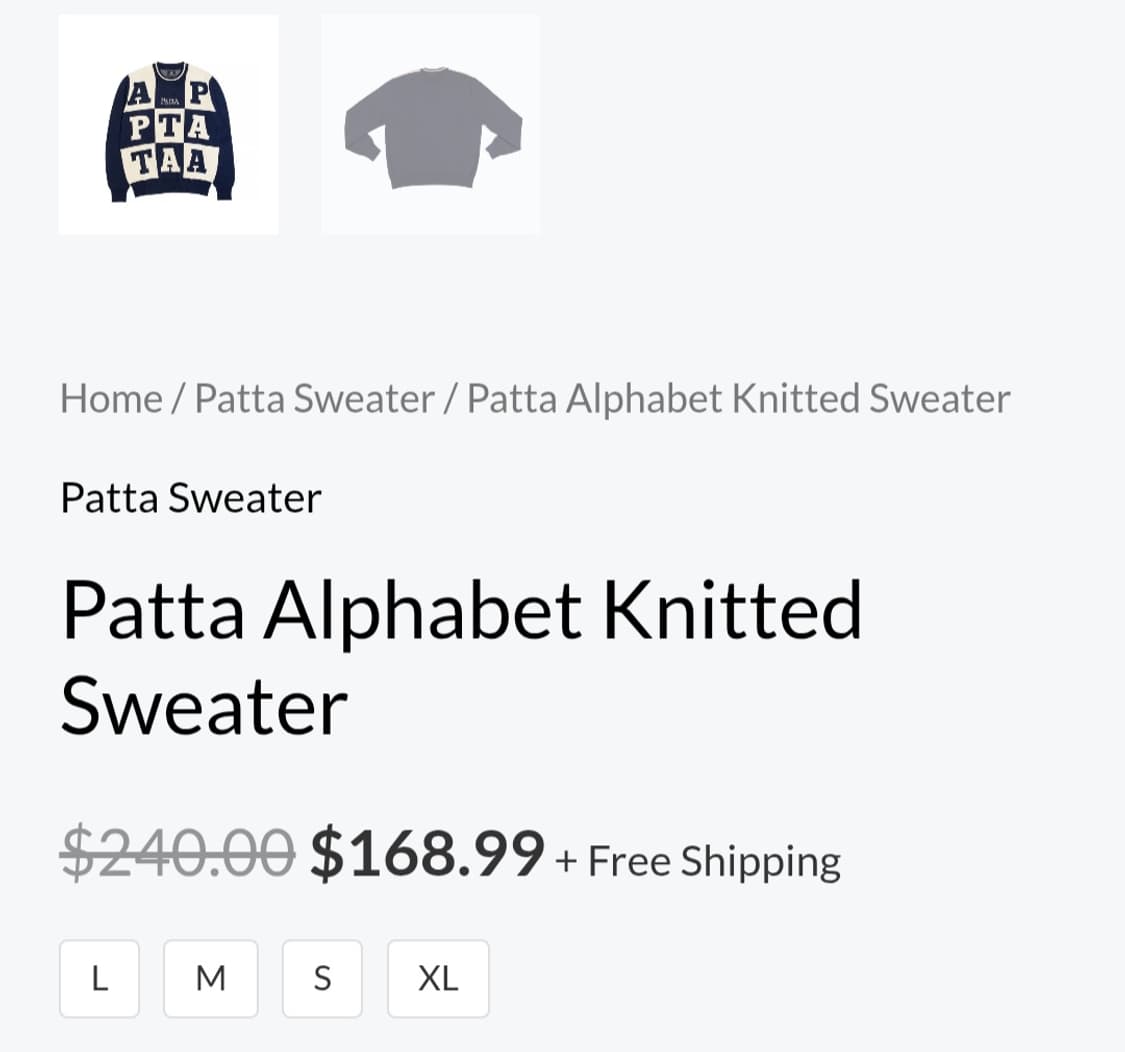 파타 patta 알파벳 니트스웨터 100~105 상품이미지2