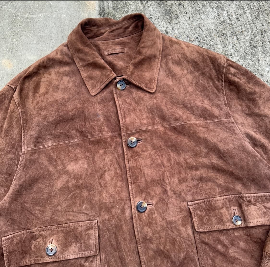 [XL~XXL] 브룩스 브라더스 스웨이드 가죽 블루종 자켓 상품이미지6