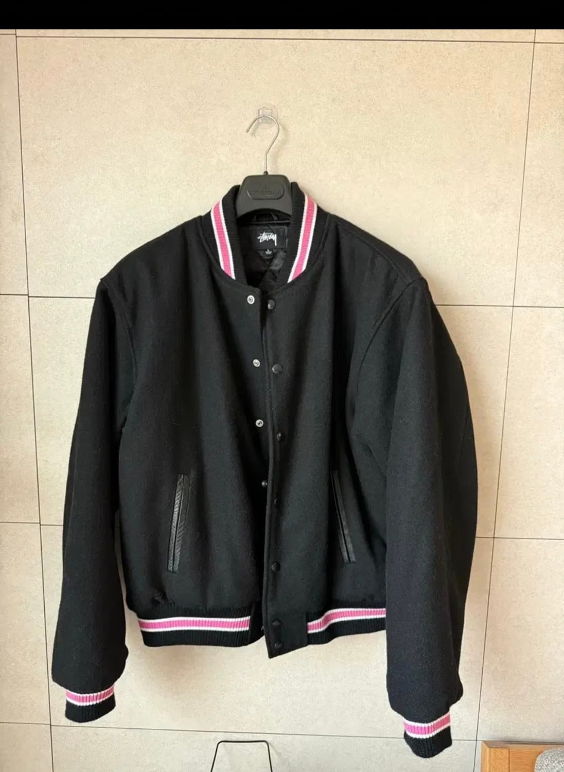 스투시 S 토크 멜튼 바시티 자켓 블랙 L 상품이미지1