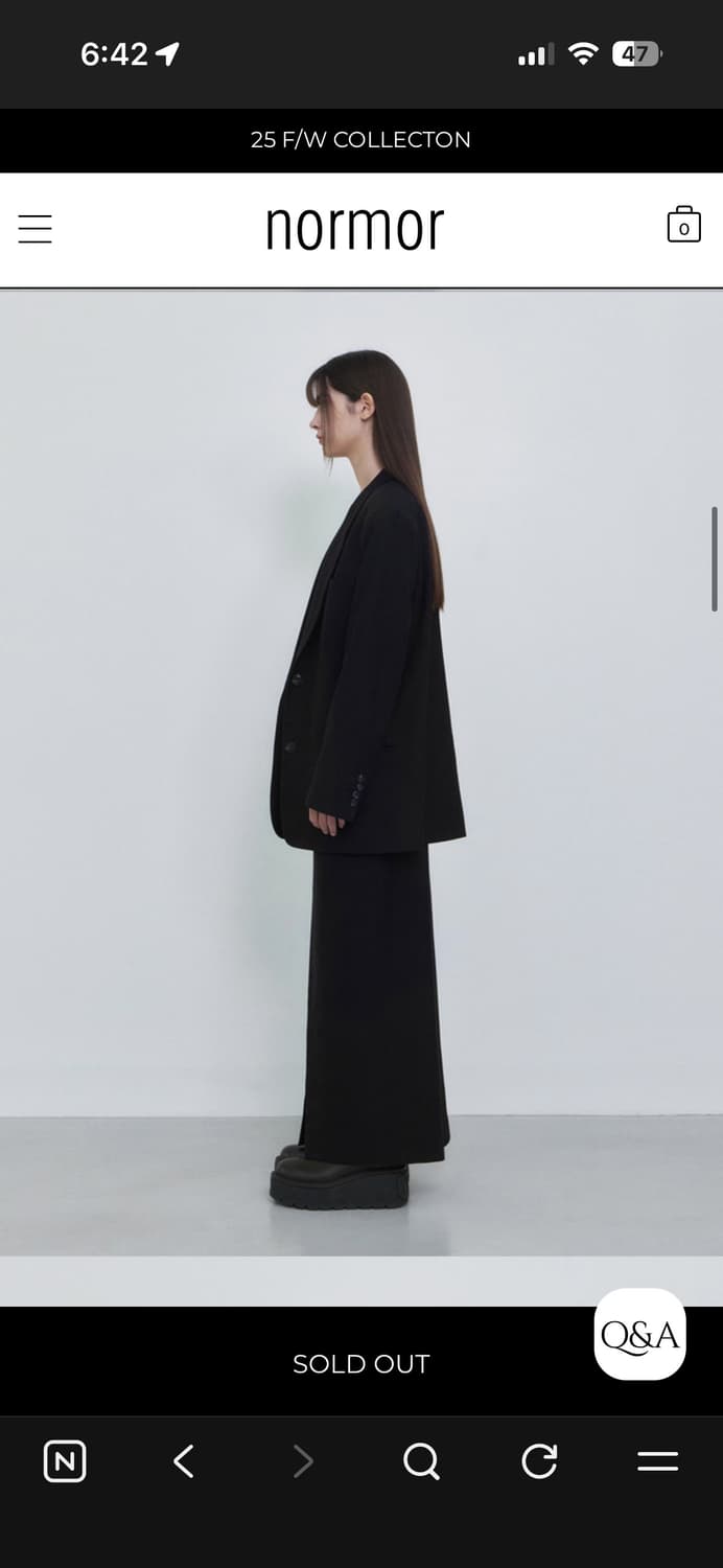 노머 normor 투버튼 자켓 블레이저 하프 코트 정장 수트 블랙 검정 상품이미지7