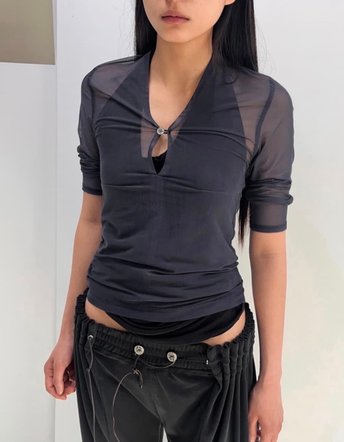 nape mesh top navy 상품이미지1
