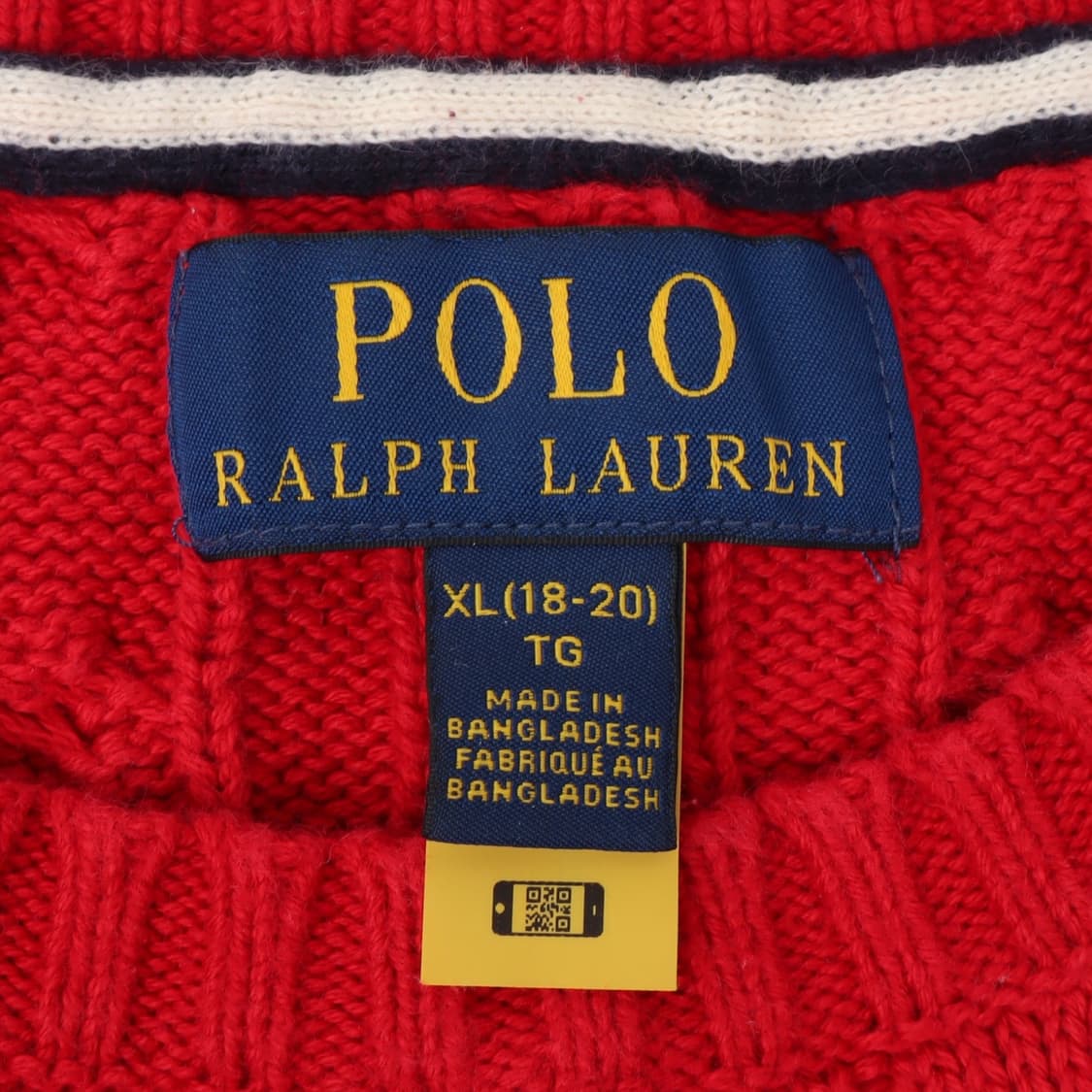 폴로 랄프로렌 QR 레드 코튼 케이블 니트 상품이미지7