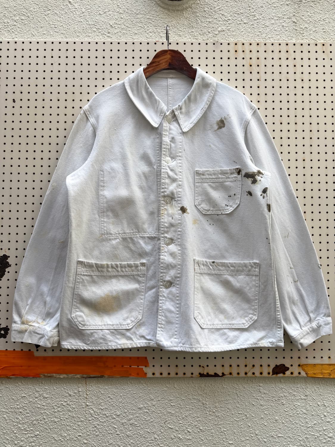 1950s WHITE ROUNDED COLLAR 빈티지 프렌치워크자켓 상품이미지1