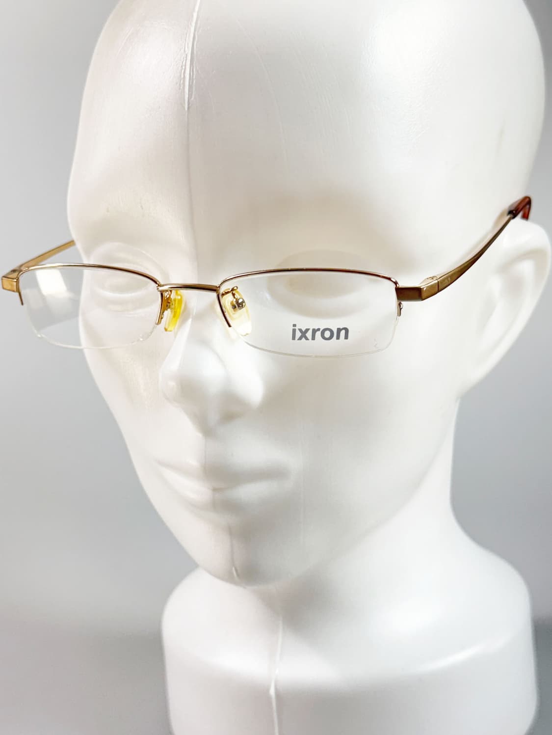 90s IXRON 골드 메탈 반무테 스퀘어 빈티지 안경 상품이미지8