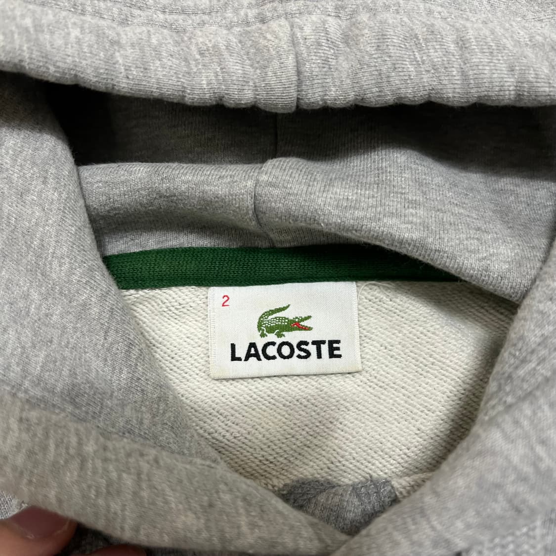 라코스테 자수 빅로고 기모 후드티 [그레이] 2사이즈 상품이미지4