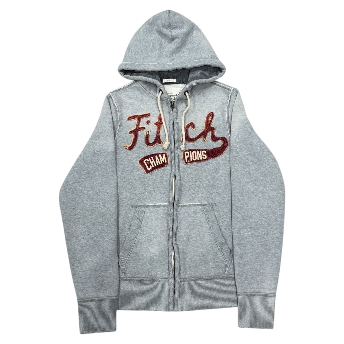 아베크롬비 빈티지 Y2K 데미지 그런지 스펠로고 기모 후드집업 그레이 L 상품이미지1