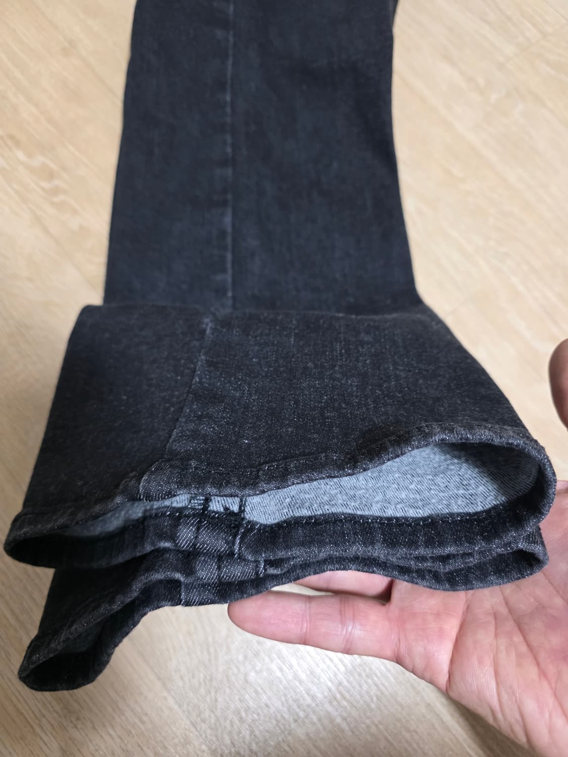 트루릴리전 부츠컷 흑청 기모 데님 팬츠 32 상품이미지5