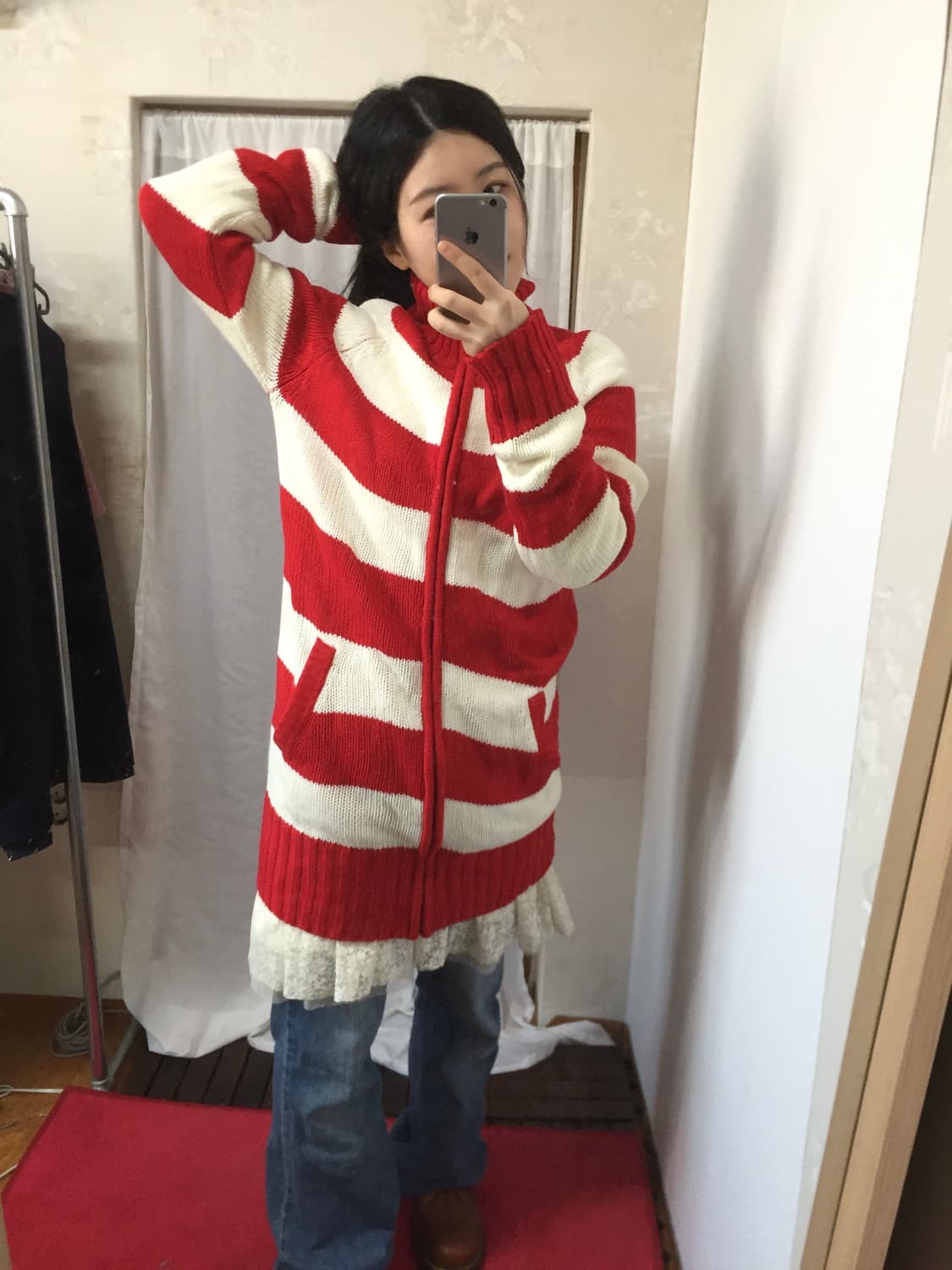 vintage stripe red zipup outer 상품이미지3