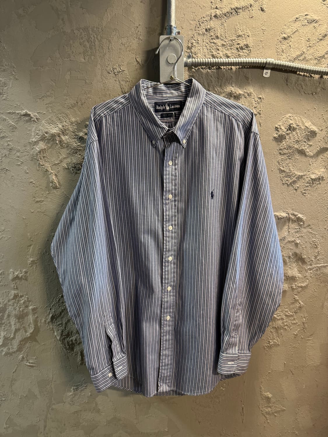 폴로 랄프로렌 핀스트라이프 버튼다운 셔츠 네이비 L 상품이미지1