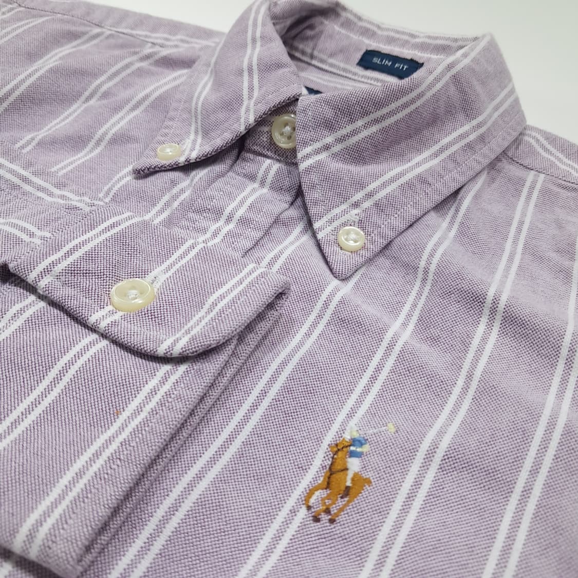 CK123 M 폴로 슬림핏 퍼플 스트라이프 셔츠 남방 상품이미지4
