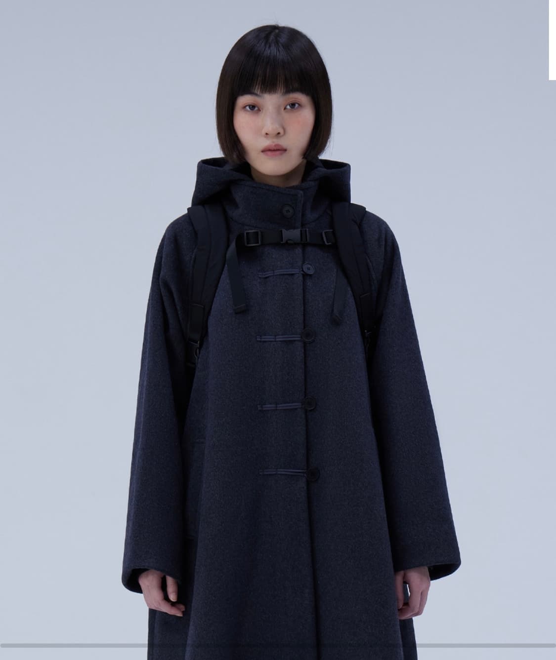 미세키 서울 MISEKI SEOUL 후디 롱 더플 코트 차콜 상품이미지1