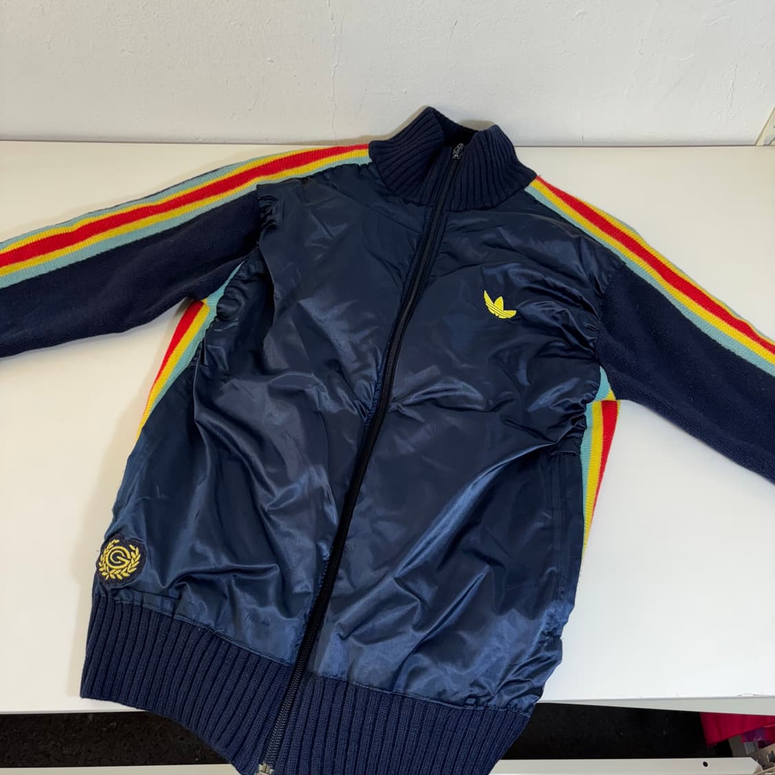 우먼M 아디다스 네이비 배색 니트집업 상품이미지2