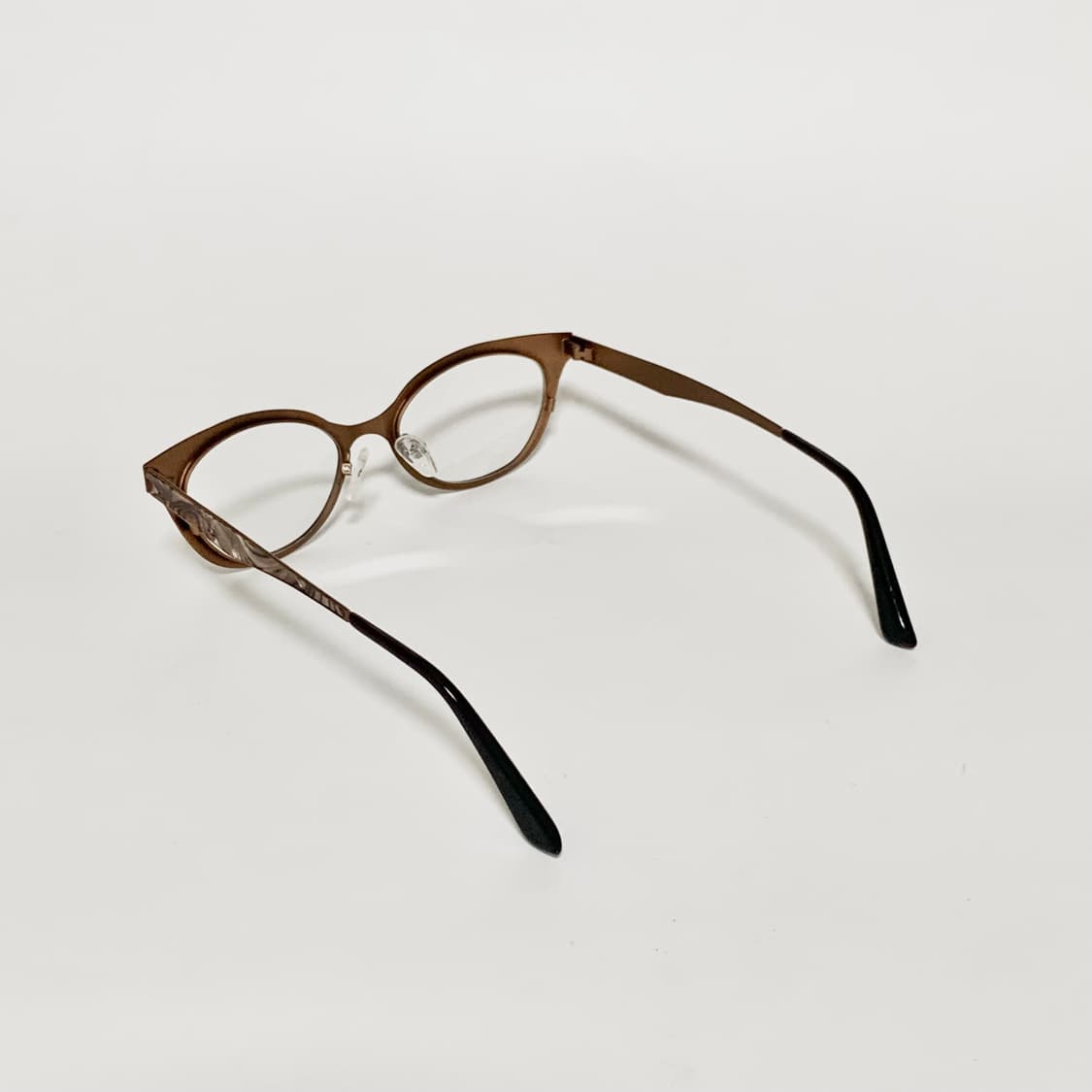 1000 빈티지안경 캣아이 안경테 가벼운 메탈 안경 마블 패턴 브라운 상품이미지5