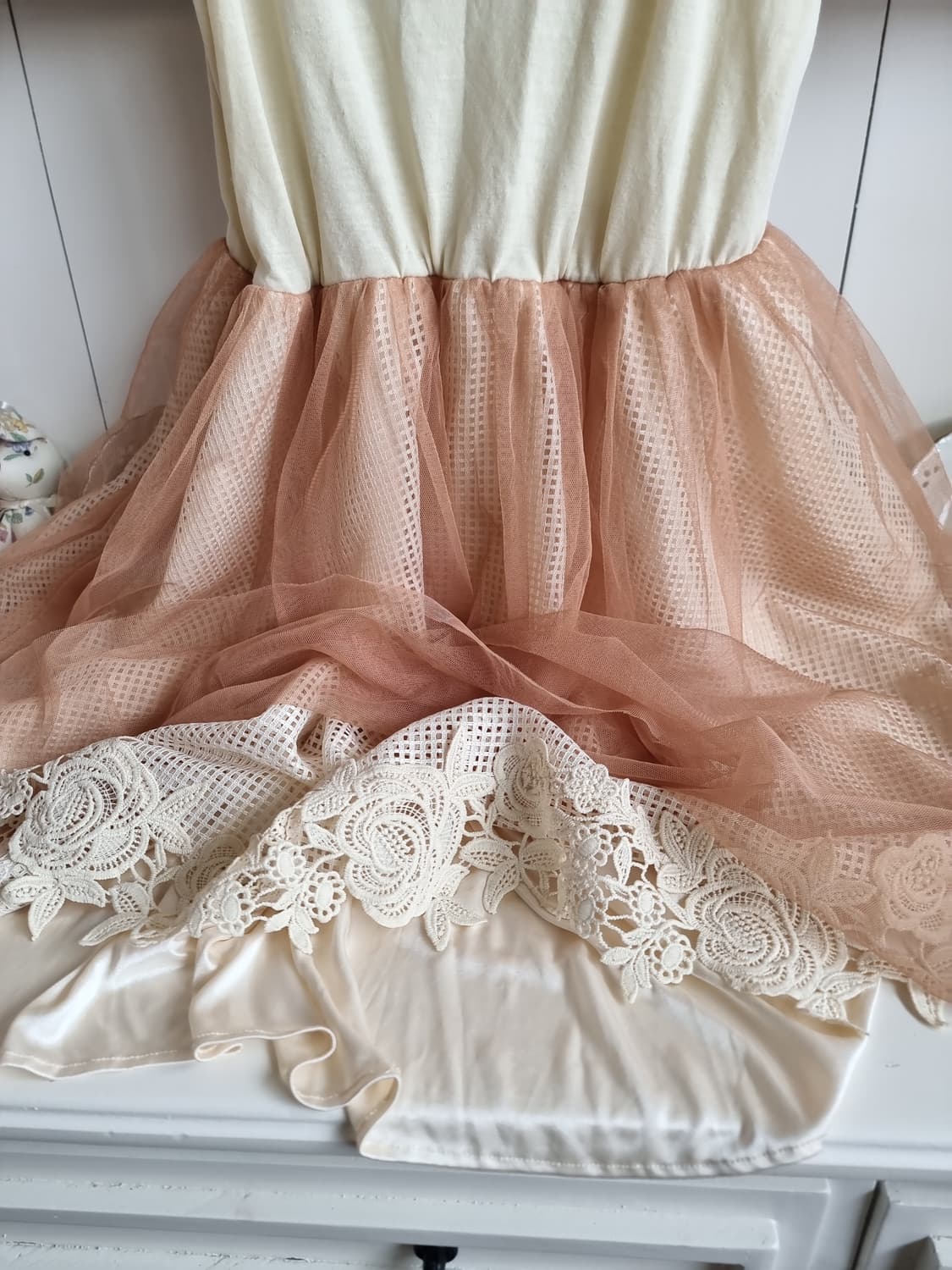 axes femme(악세스팜므) 샤베트 피치 튤 레이스 원피스 상품이미지4