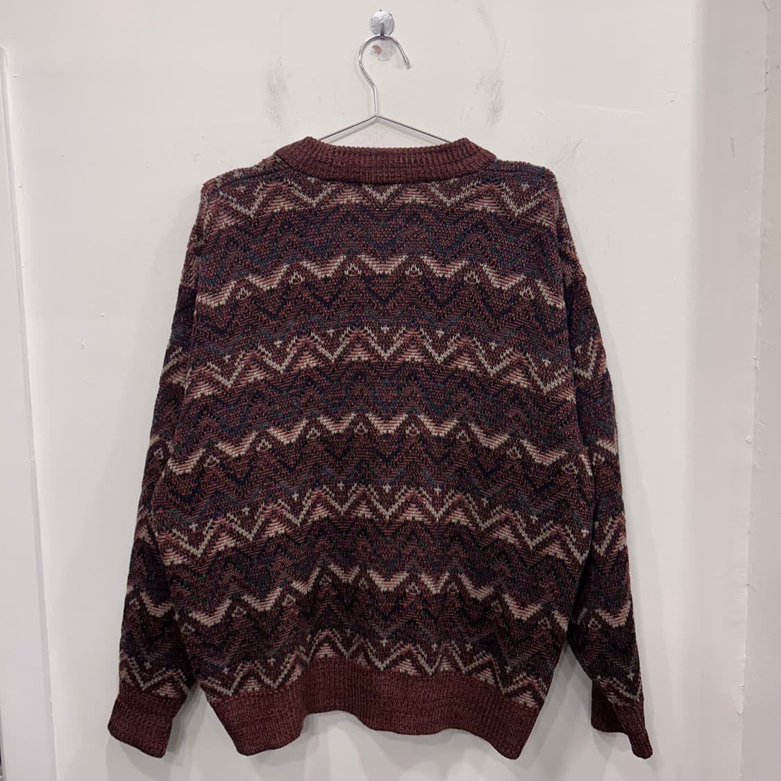 바하마 재팬빈티지 지그패턴 울 브이넥 가디건 상품이미지5