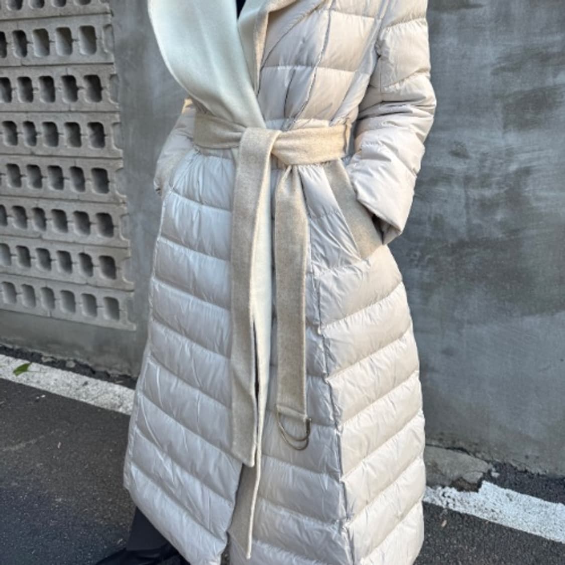 (새상품) 구매가 298000원 울코트 후드 덕다운 롱패딩 상품이미지2
