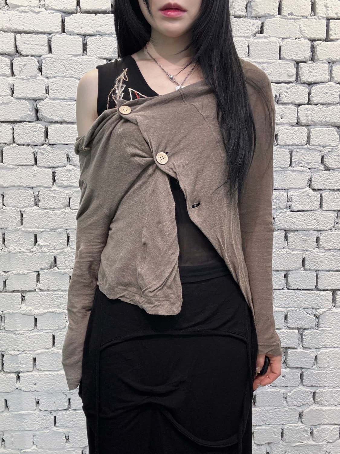 Dusty Mocha Draped Asymmetrical Crop Car 상품이미지2