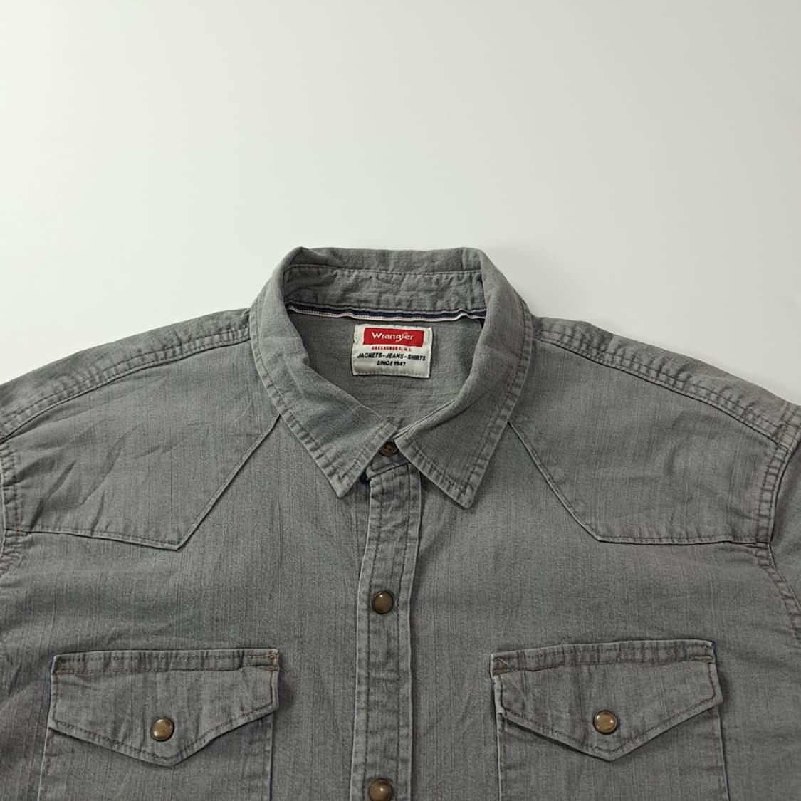 CJ294 XL 랭글러 애쉬그레이 샴브레이 웨스턴 스판 셔츠 남방 상품이미지2