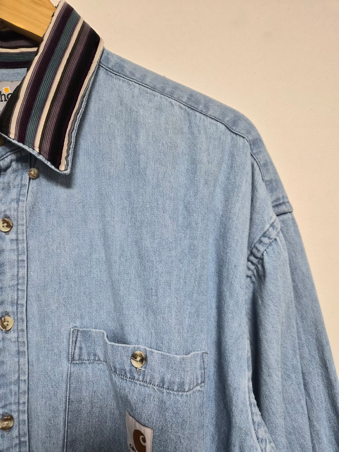 칼하트Carhartt 카라 배색 데님 셔츠 XL - S221 상품이미지3