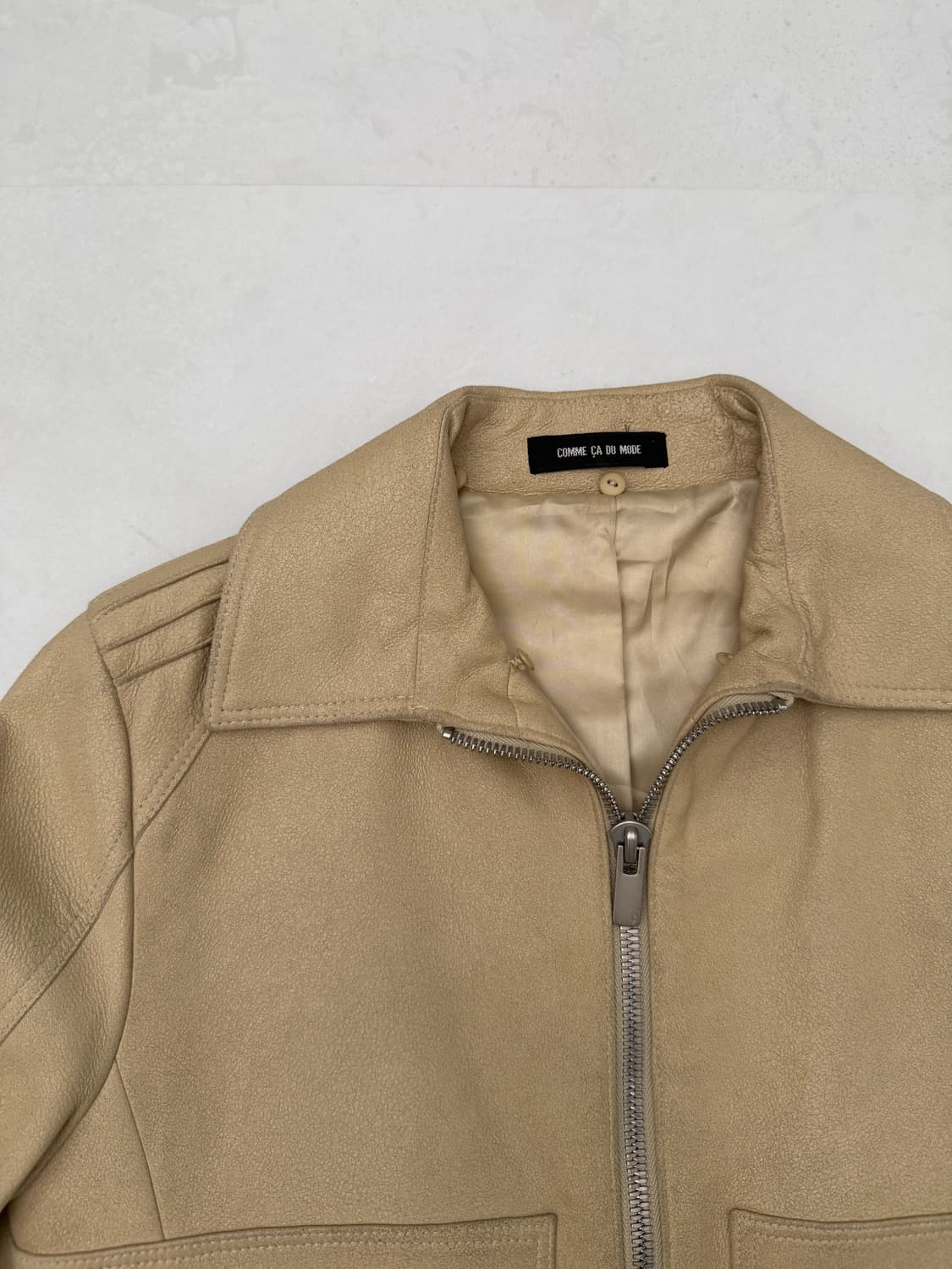 Comme Ca Du Mode 베이지 바이크 가죽 자켓 상품이미지8