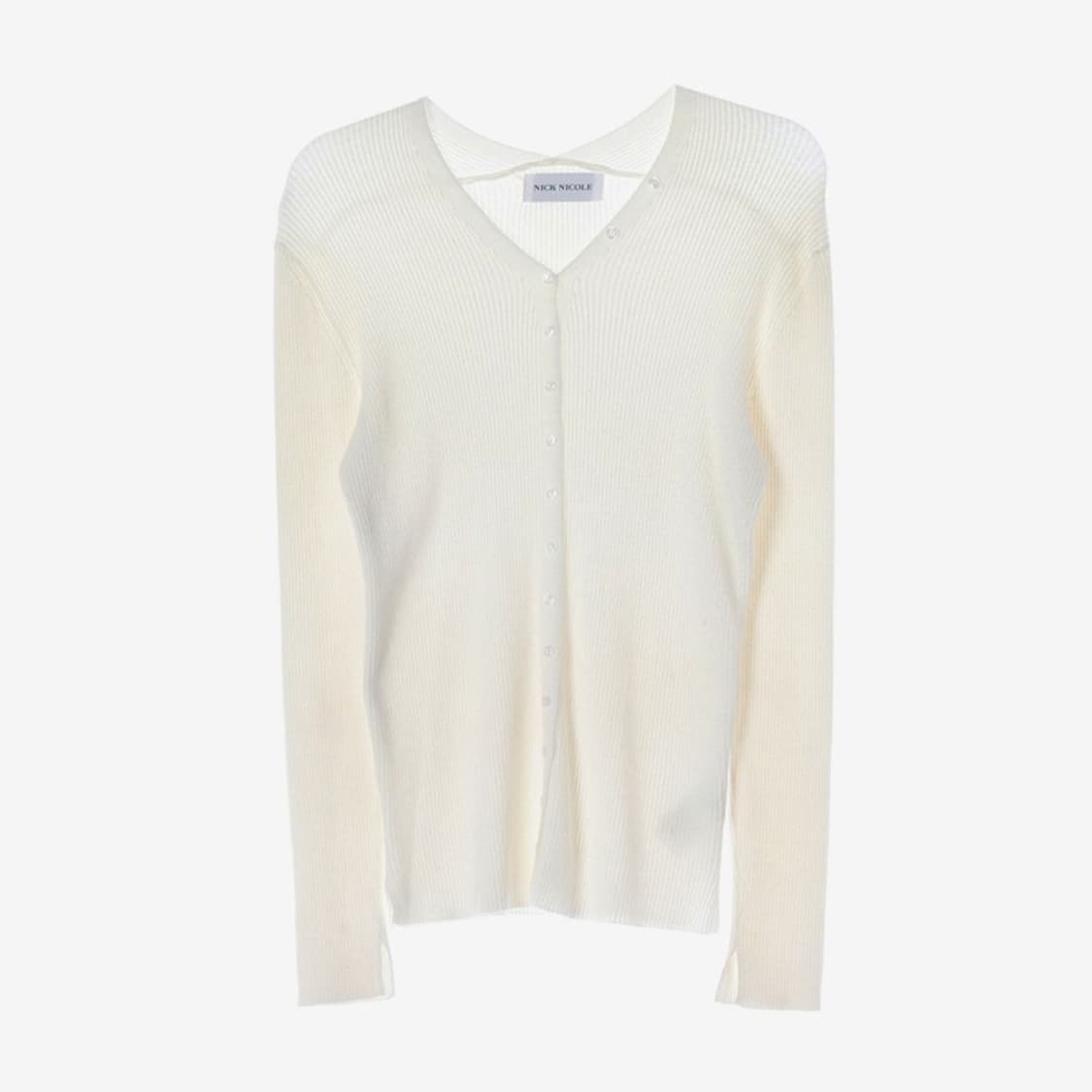 닉앤니콜 슬림핏 버튼 브이넥 골지 가디건 상품이미지1