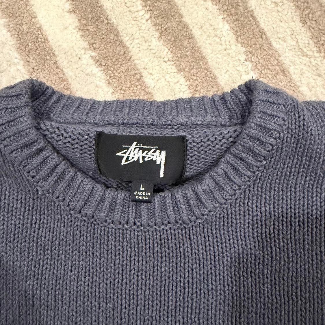 스투시 서프맨 아이콘 코튼 리넨 크루넥 더스티 블루 상품이미지3