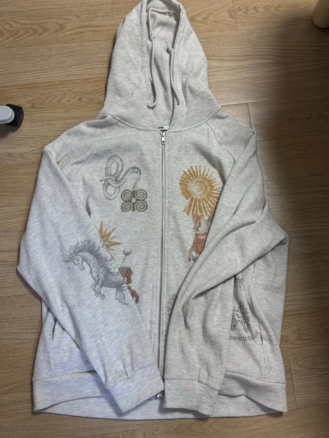 투머치택스 타로 와플 후드집업 아이보리 OS 상품이미지5