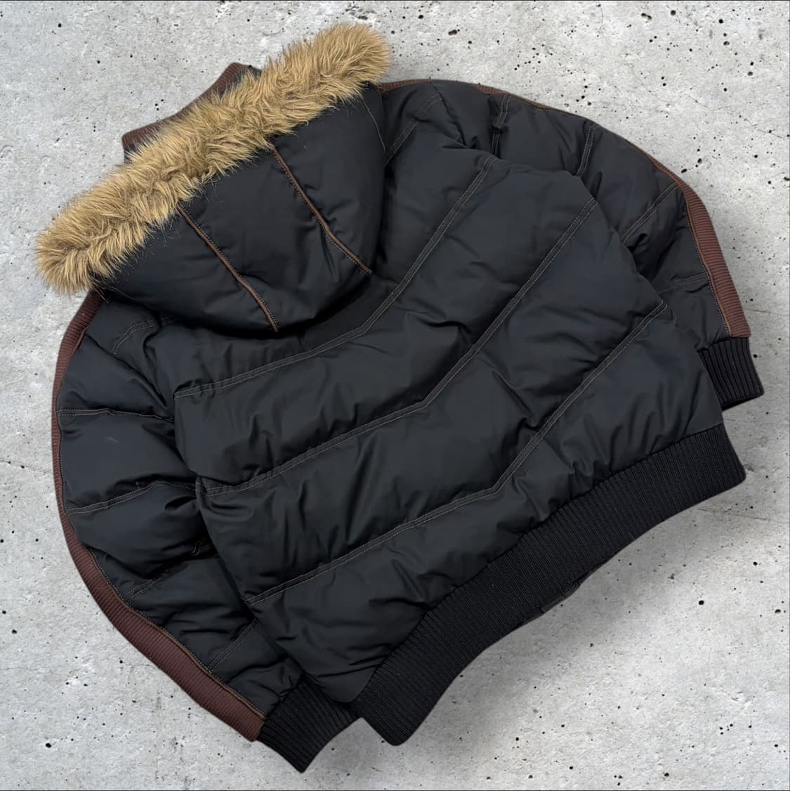 [100] JOFF 빈티지 후드 퍼 블랙 패딩 점퍼 B495 상품이미지2