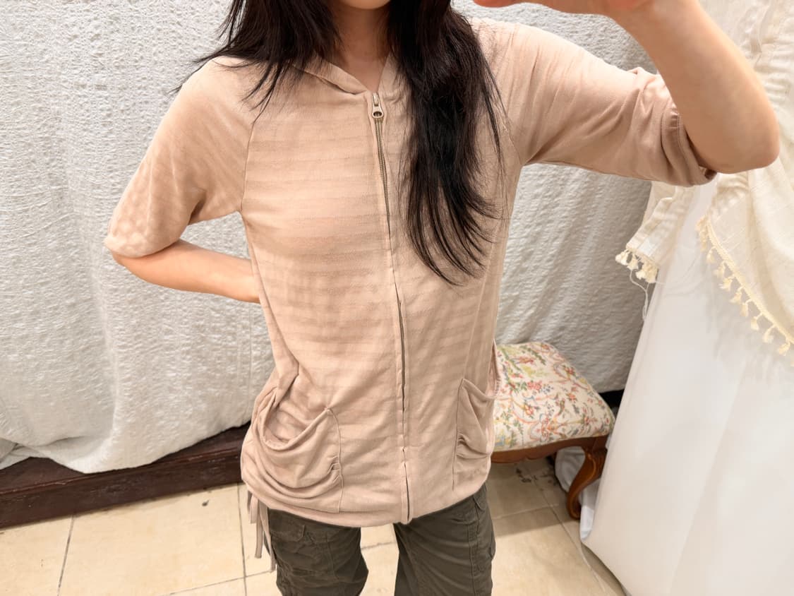 shirring soft hood zip-up 상품이미지2