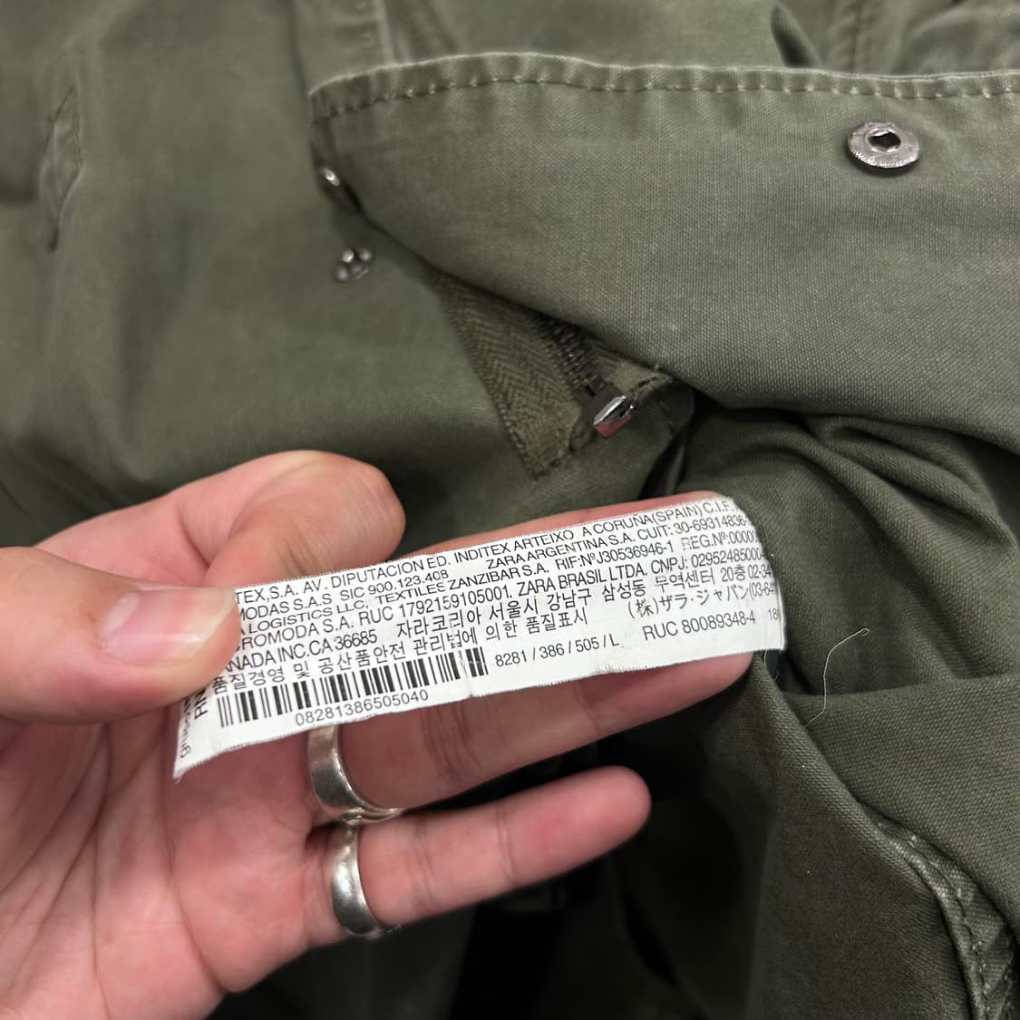 자라 시보리 하이넥 코튼 롱 야상 개파카 상품이미지4