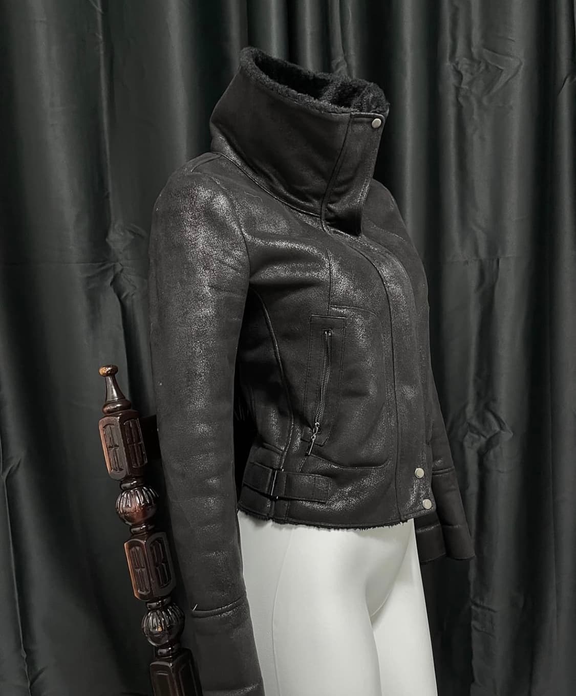 하이넥 레더 자켓 상품이미지2