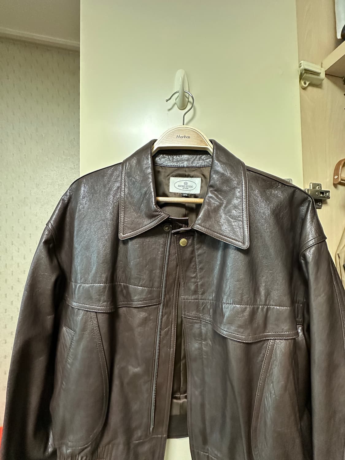 쏭스튜디오 가죽자켓 34 브라운입니다 상품이미지7