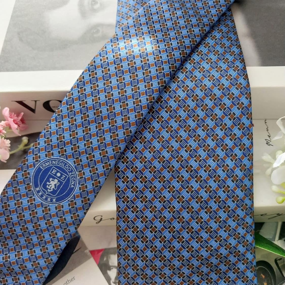 에르메네질도 제냐 실크 블루 패턴 넥타이 8.2cm A+등급 K2164
 상품이미지5