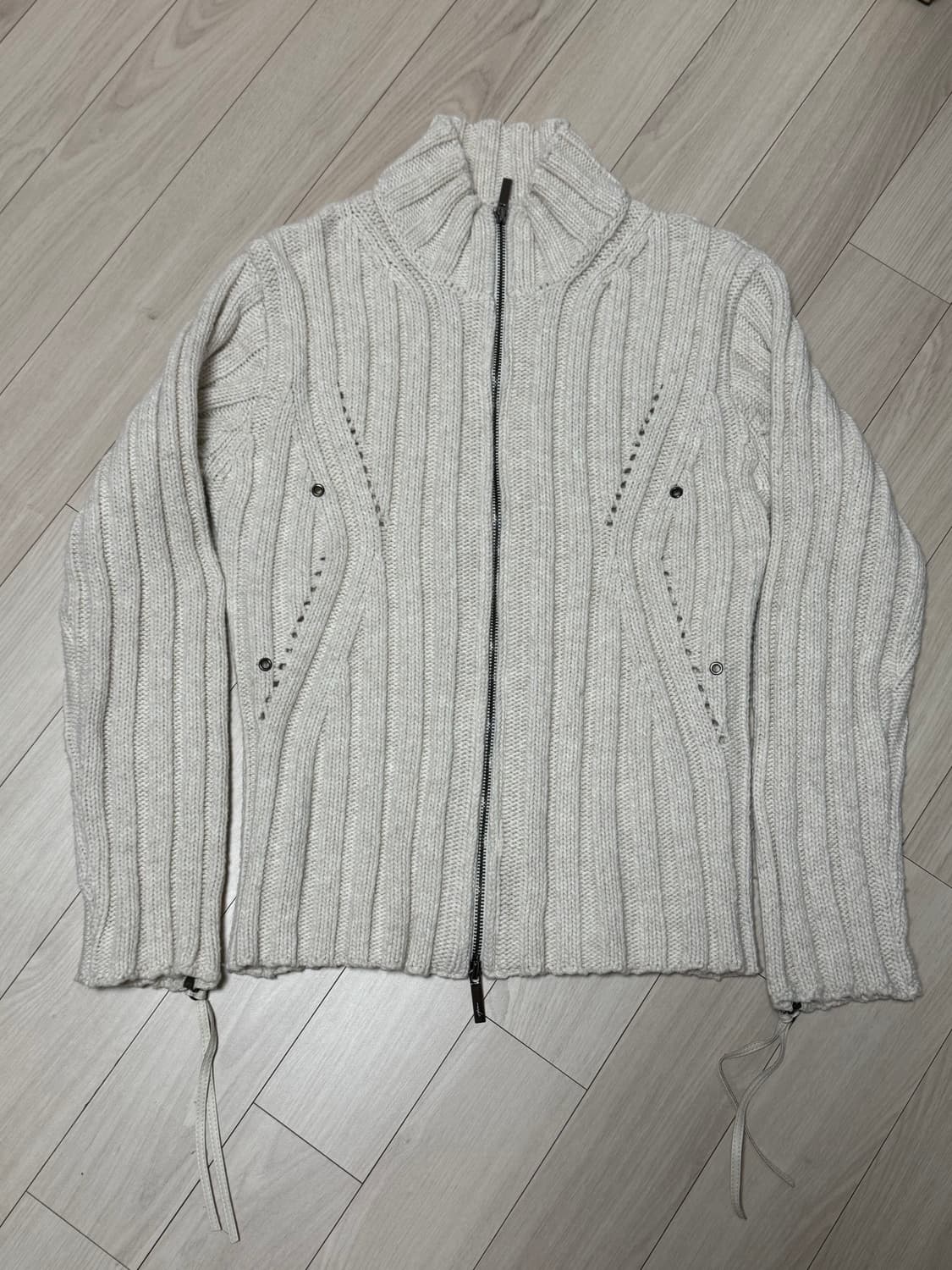 나체 니트 집업 NACHE 아이보리 상품이미지3