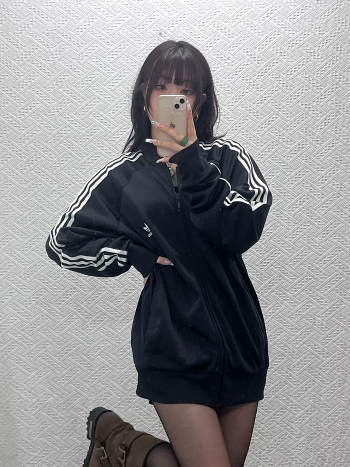 아디다스 흑탭 빈티지 오리지널 검흰 져지 집업 XL C11098 상품이미지1