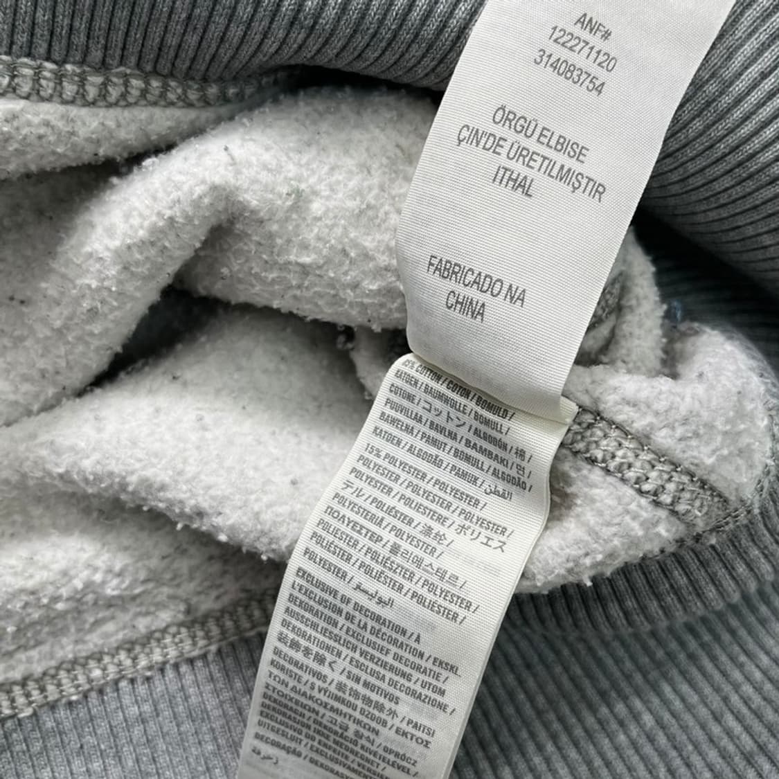 ABERCROMBIE & FITCH 로고 후드집업 그레이 L 상품이미지5