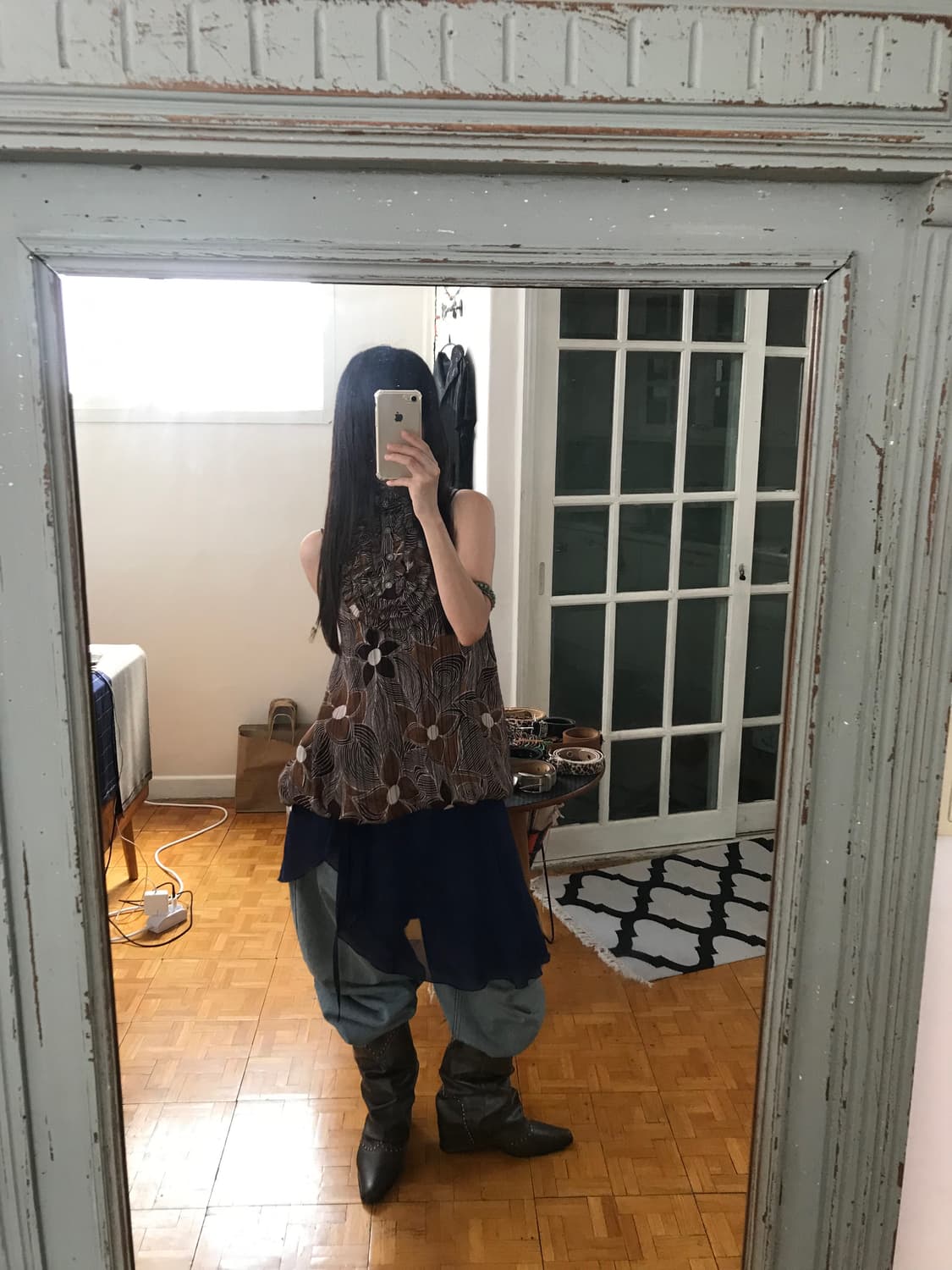 vintage pattern frill sleeveless 상품이미지4