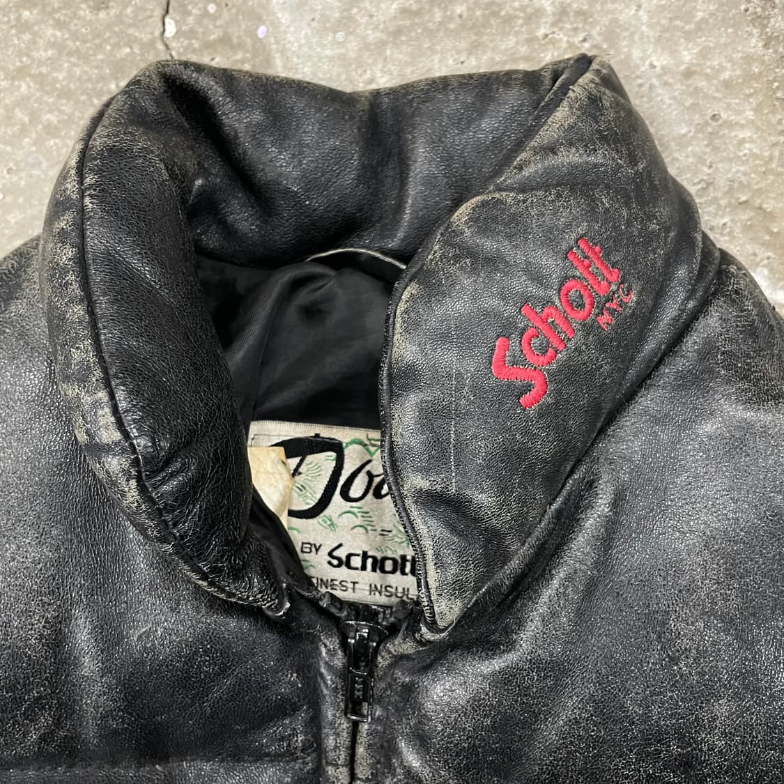 80's 쇼트 레더 푸퍼 자켓 36 (실측 M) 상품이미지3