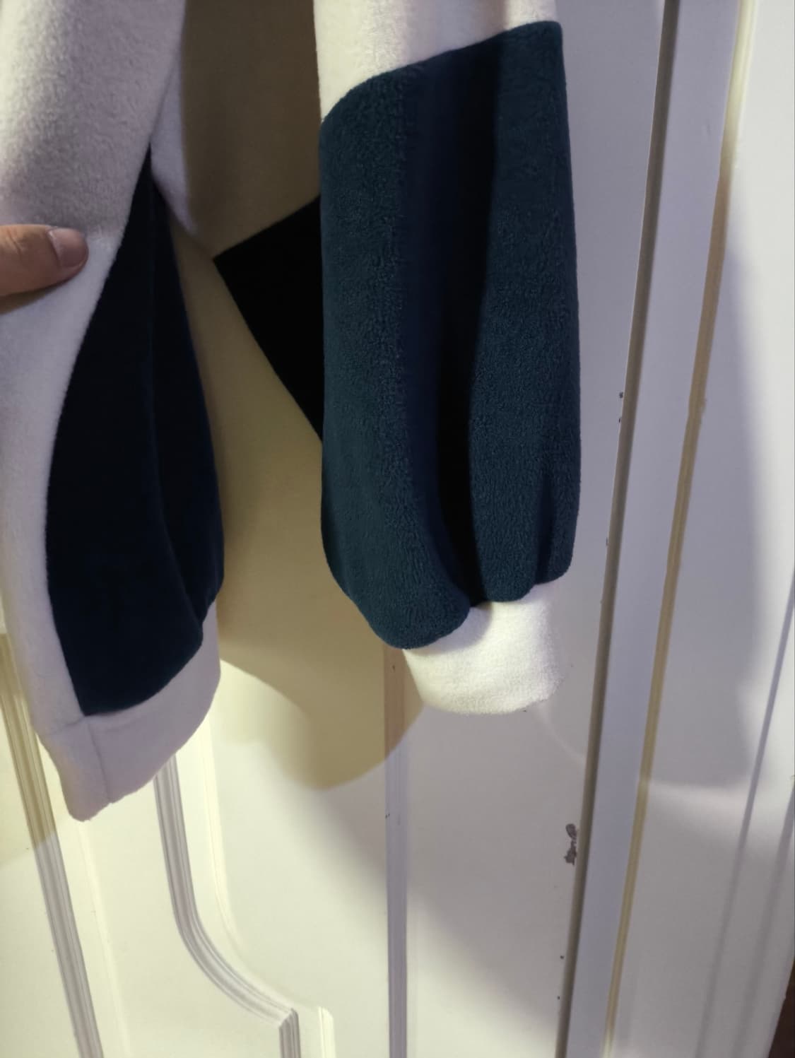 오버핏F 블럭 체커보드 후리스 반집업 상품이미지4