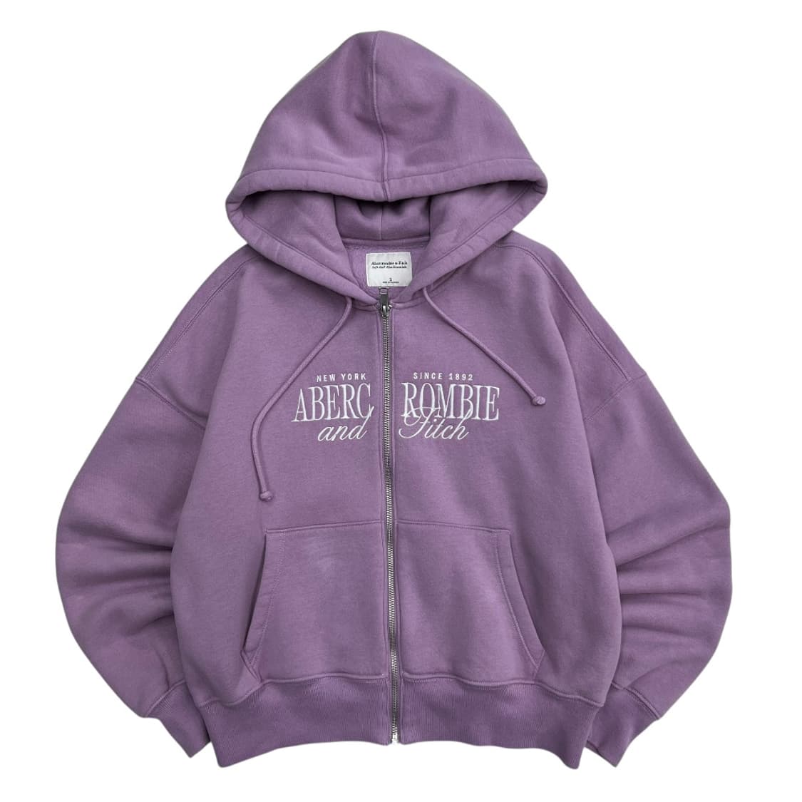 아베크롬비 레터링 센터로고 연보라 후드집업 S 상품이미지2