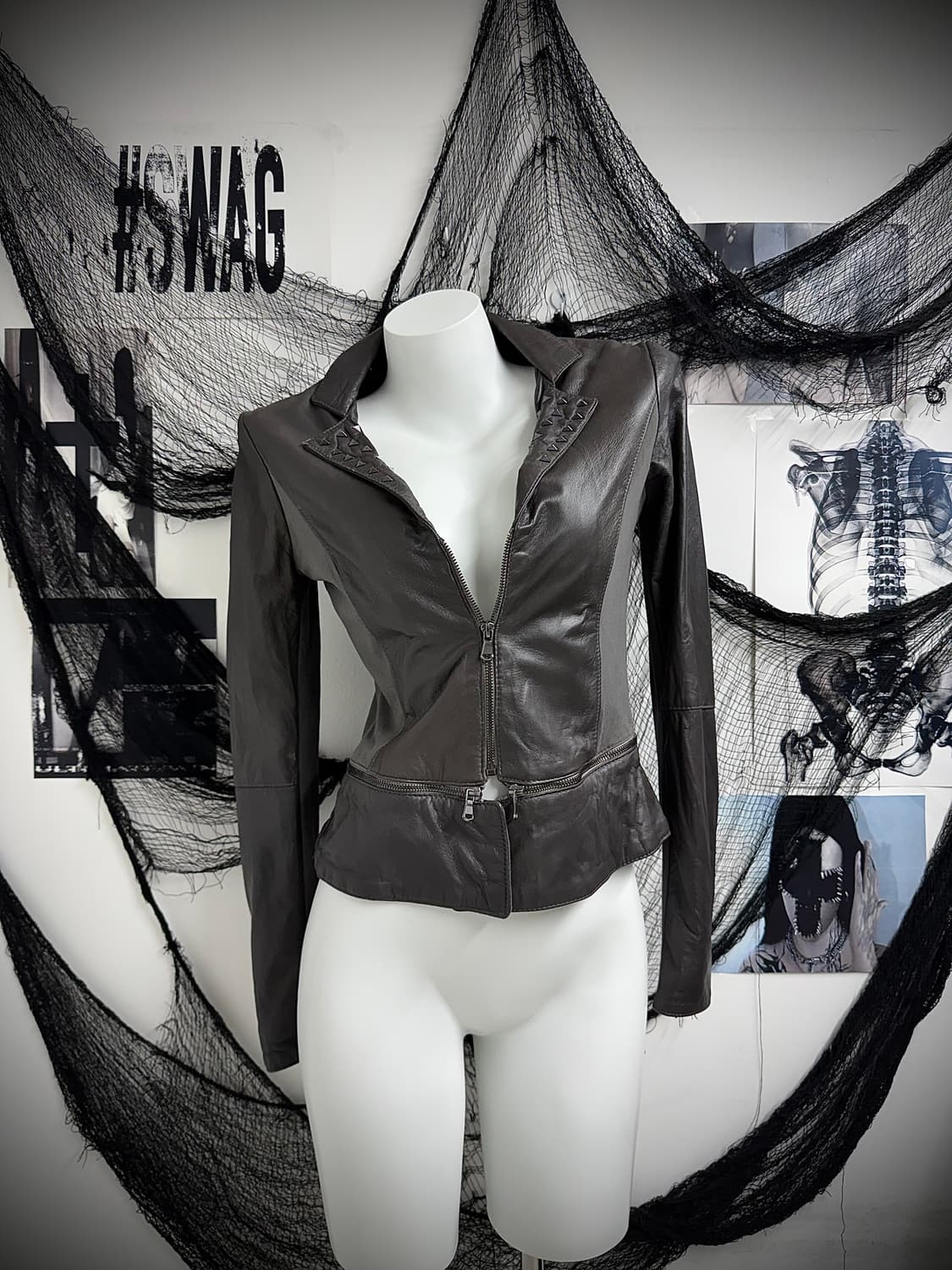 Studs detail real leather jacket 상품이미지1