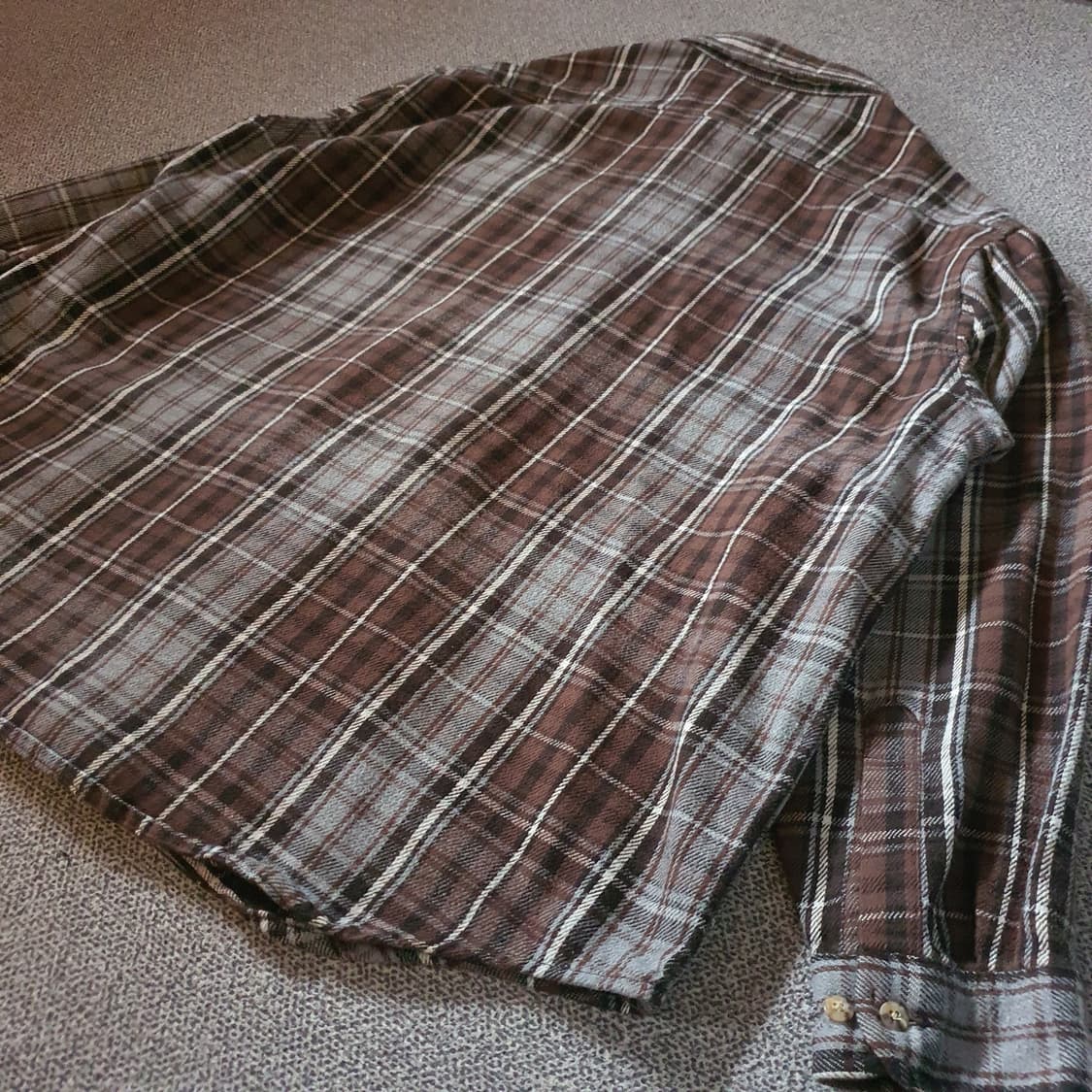 90s us made 칼하트 헤비웨이트 브라운  플라넬 셔츠 상품이미지8