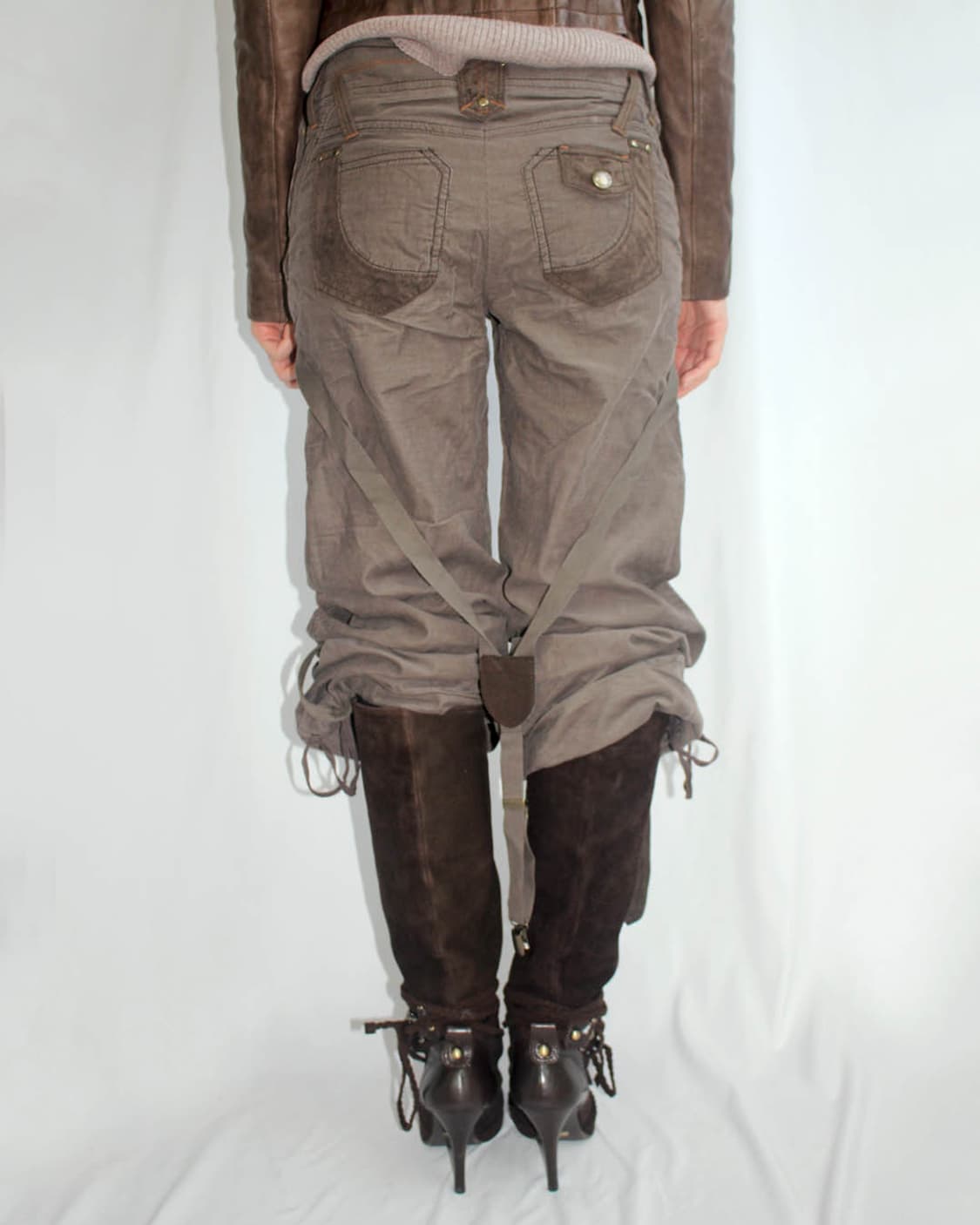 Western strap detail suede long boots 상품이미지8