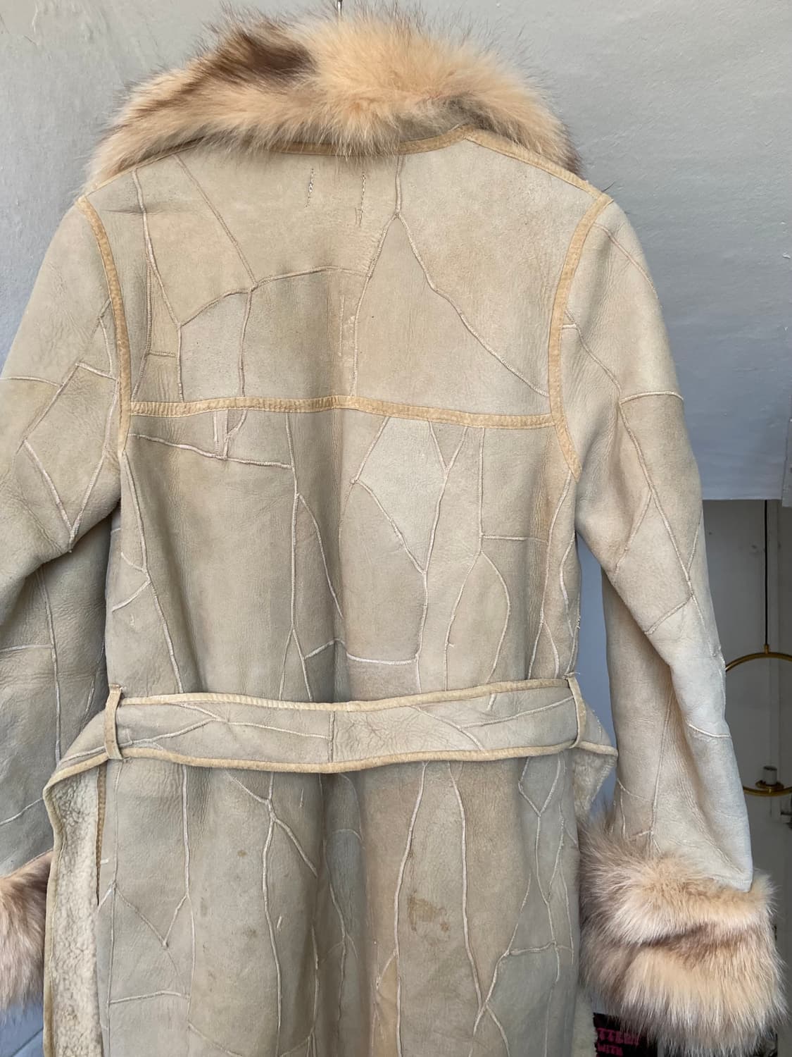 y2k 가죽 패치워크 롱 퍼 코트 상품이미지7