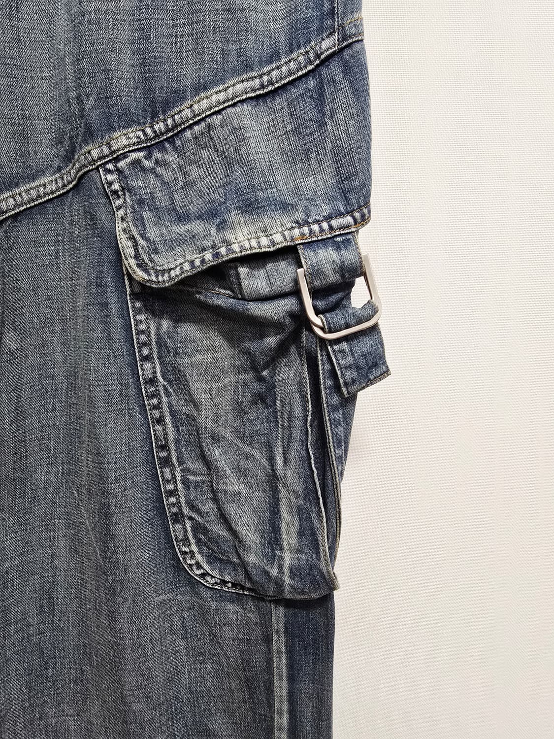 오픈와이와이 포켓 데님 카고 와이드 밴딩 팬츠 상품이미지3