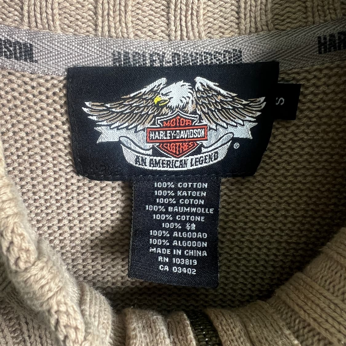 할리데이비슨 베이지 하프 집업 니트 스웨터 S 상품이미지4