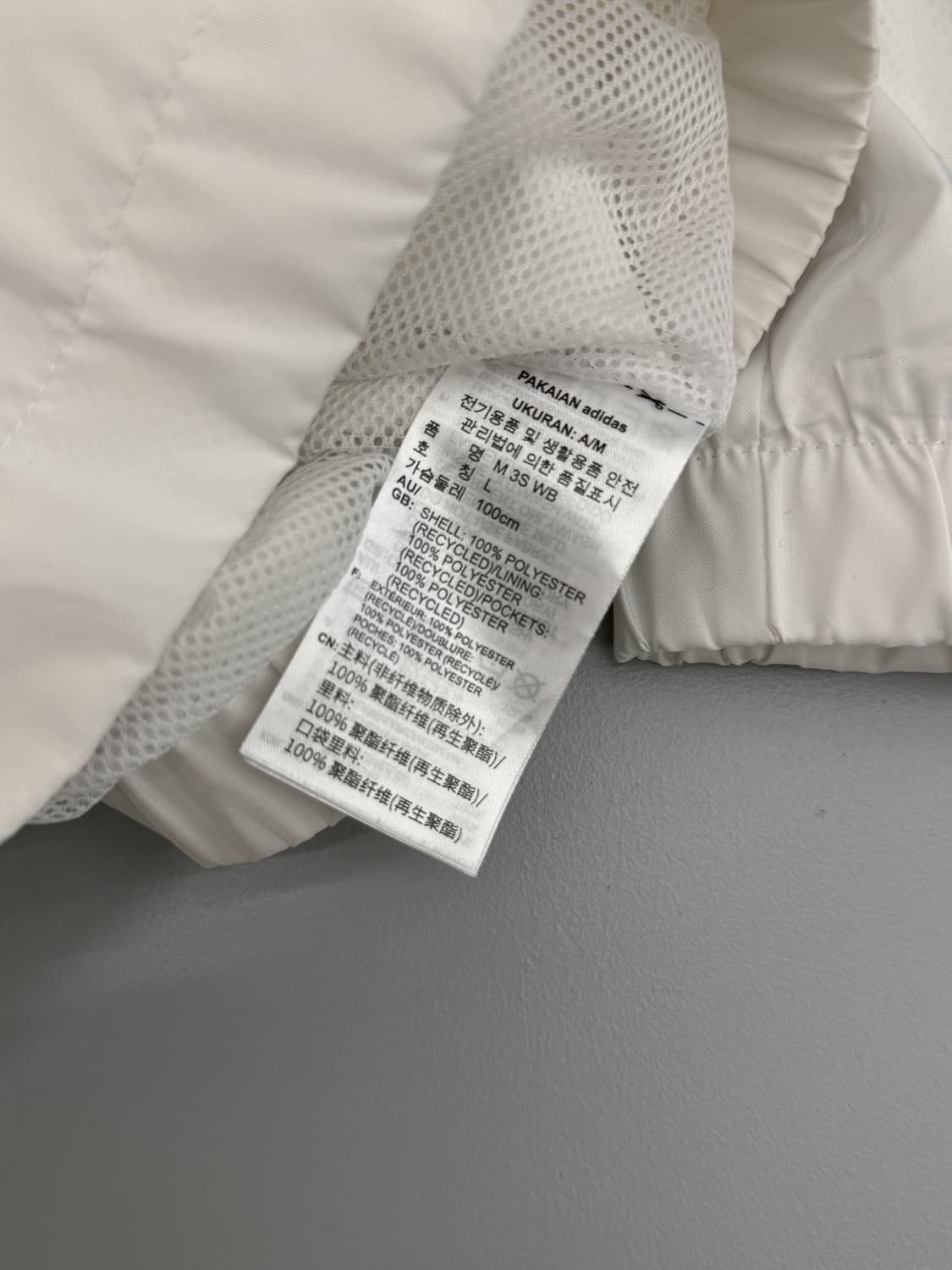 아디다스 루즈핏 화이트 3strip 우븐 바람막이 자켓  상품이미지5