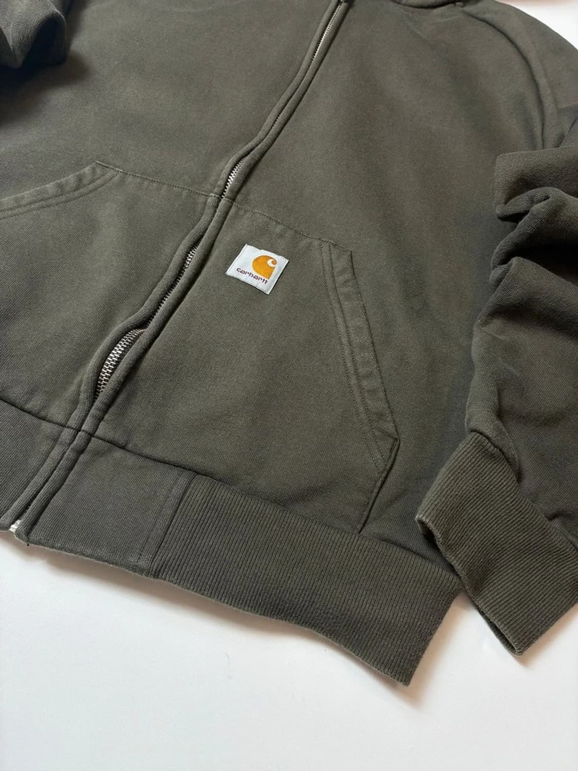 칼하트 WIP 카키 워싱 후드 집업 PN8259 상품이미지4