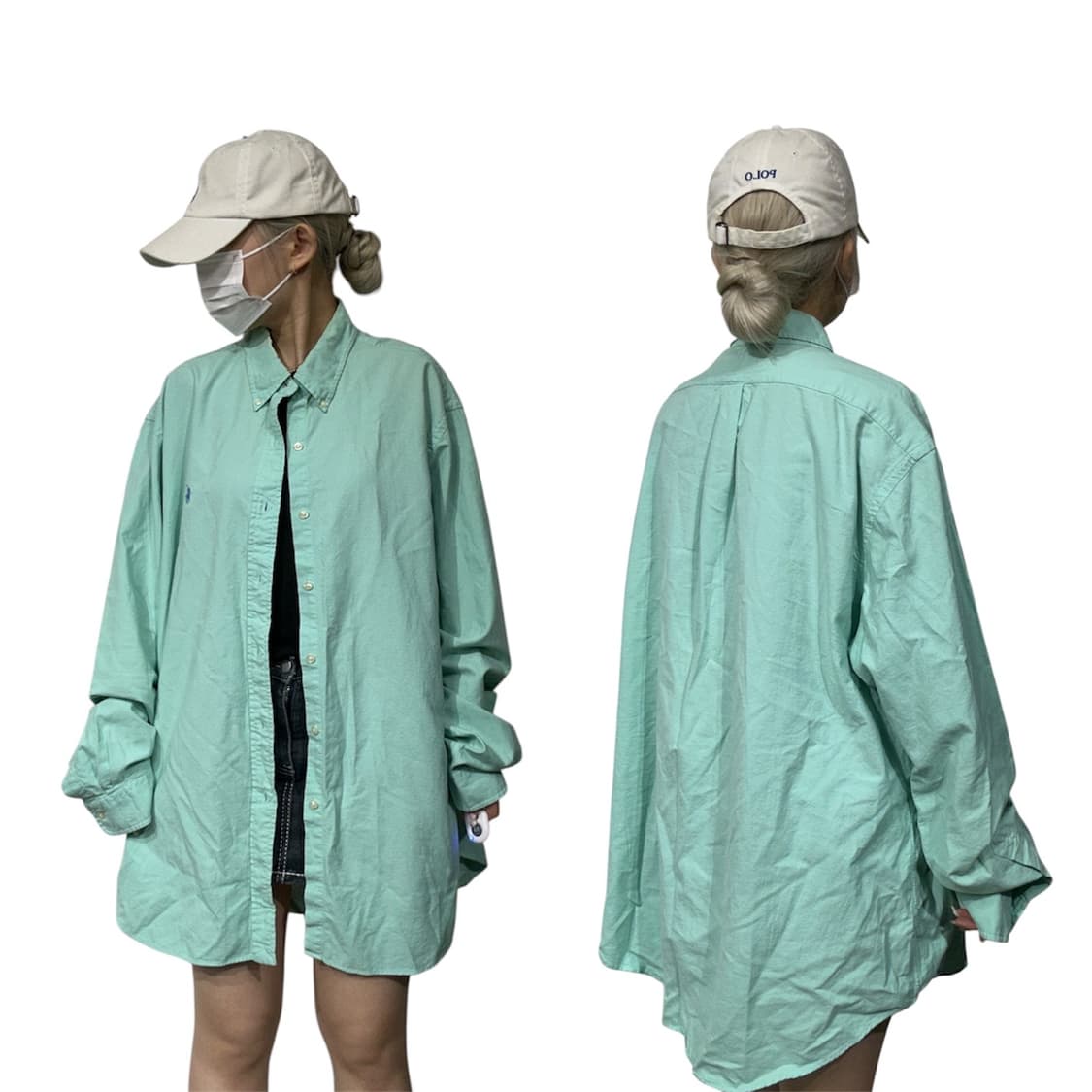 랄프 로렌 민트 신형 솔리드 단색 오버핏 셔츠 XXL 상품이미지1