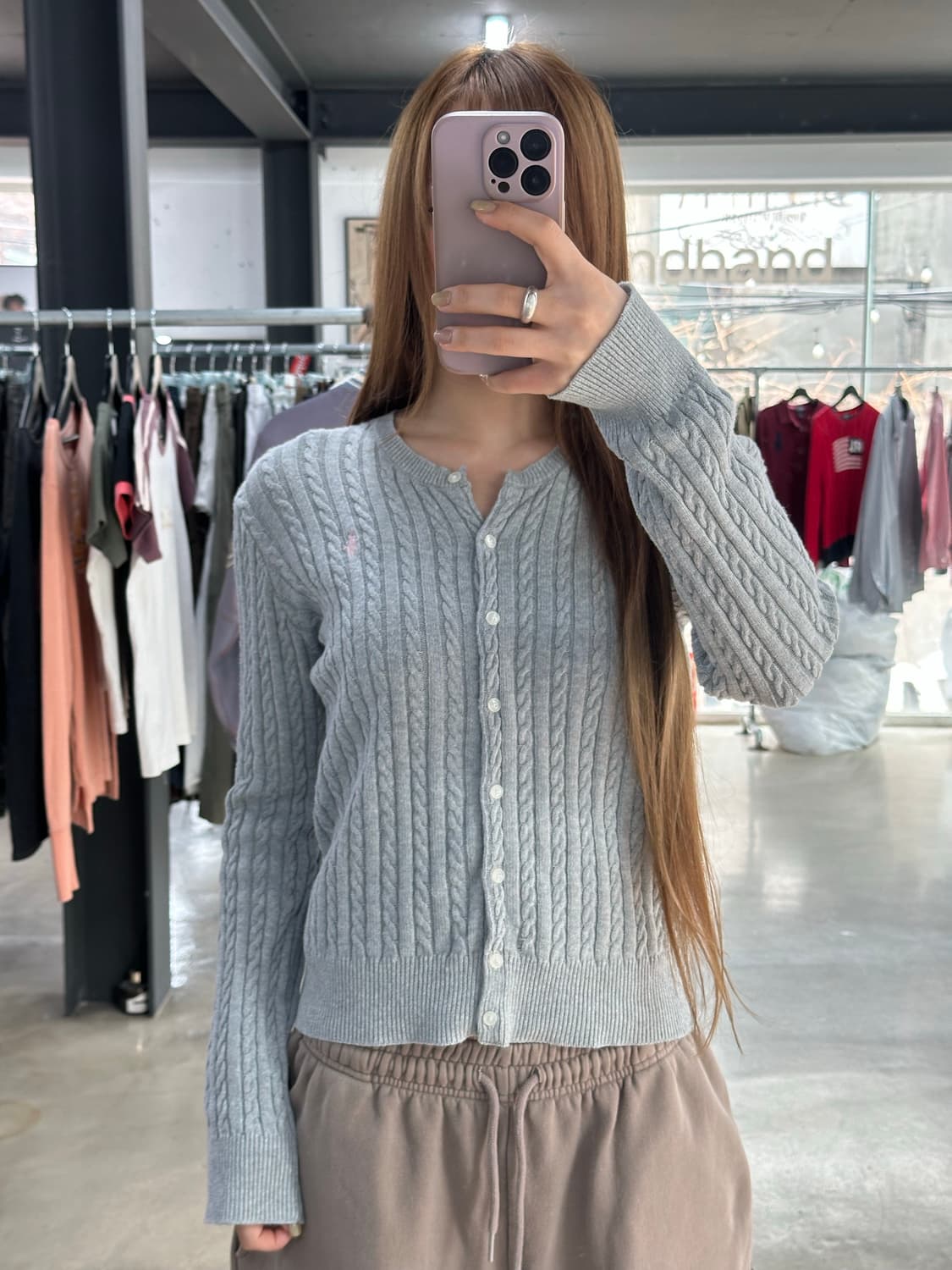폴로랄프로렌 핑크포니 케이블 꽈배기 가디건  상품이미지1